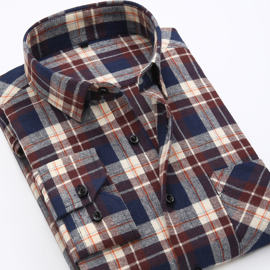 Casual All-Match Plaid Long-Sleeved Shirt Men