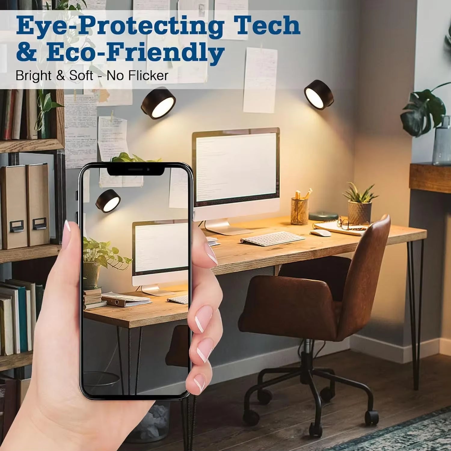 Magnetic LED Wall Light Night Dimmable Magnetic Picture Lights 360° Rotation Touch Remote Control Cabinet Spotlight Night Lamp