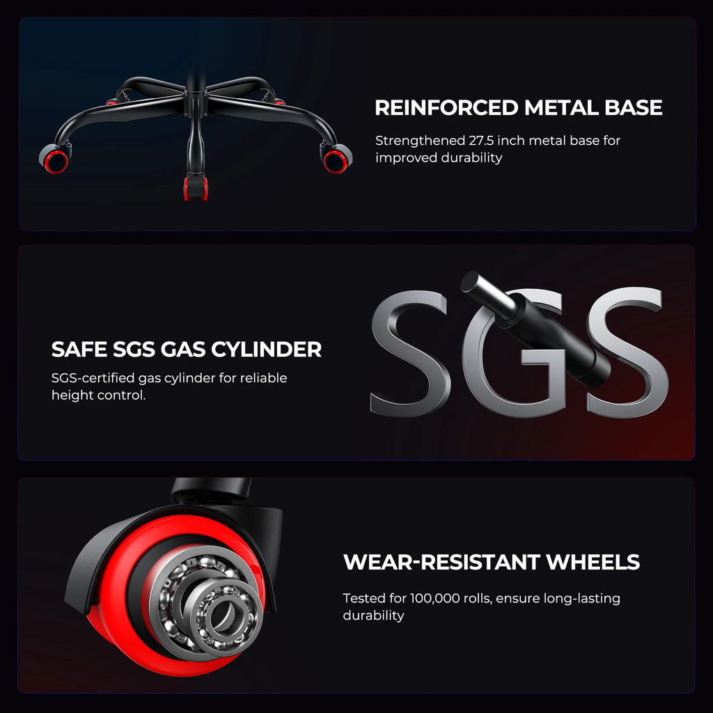 Gaming Chair,  Video Game Chair with Footrest and Lumbar Support, Ergonomic Computer Chair Height Adjustable with Swivel Seat and Headrest, Red