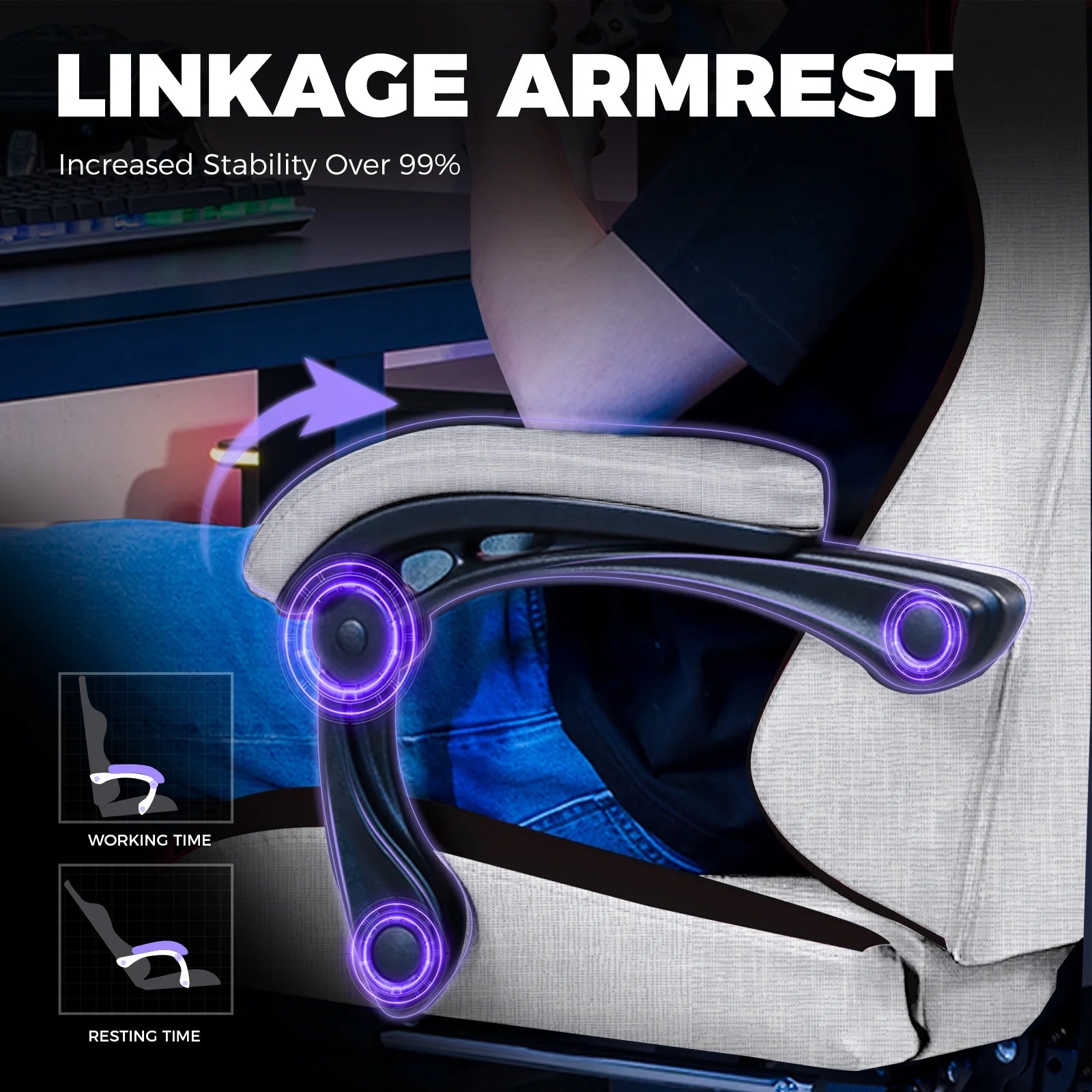 Gaming Chair with Footrest, Computer Gaming Chair for Adults and Kids, Height Adjustable Gamer Chair with 90-155° Recline & Removable Headrest Lumbar Support,Gray