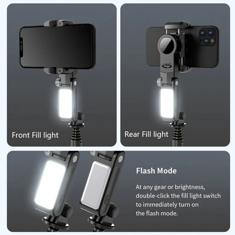 Takenoken Auto Face Tracking Gimbal Stabilizer Smartphone 360° Rotation Remote for Android iPhone LED Light Selfie Stick Tripod