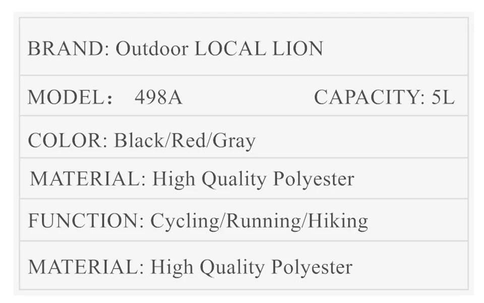 5L Breathable Vest Trail Running Backpacks Lightweight Male Cycling Run Jogging Marathon Backpack Riding Bike Climbing Bag