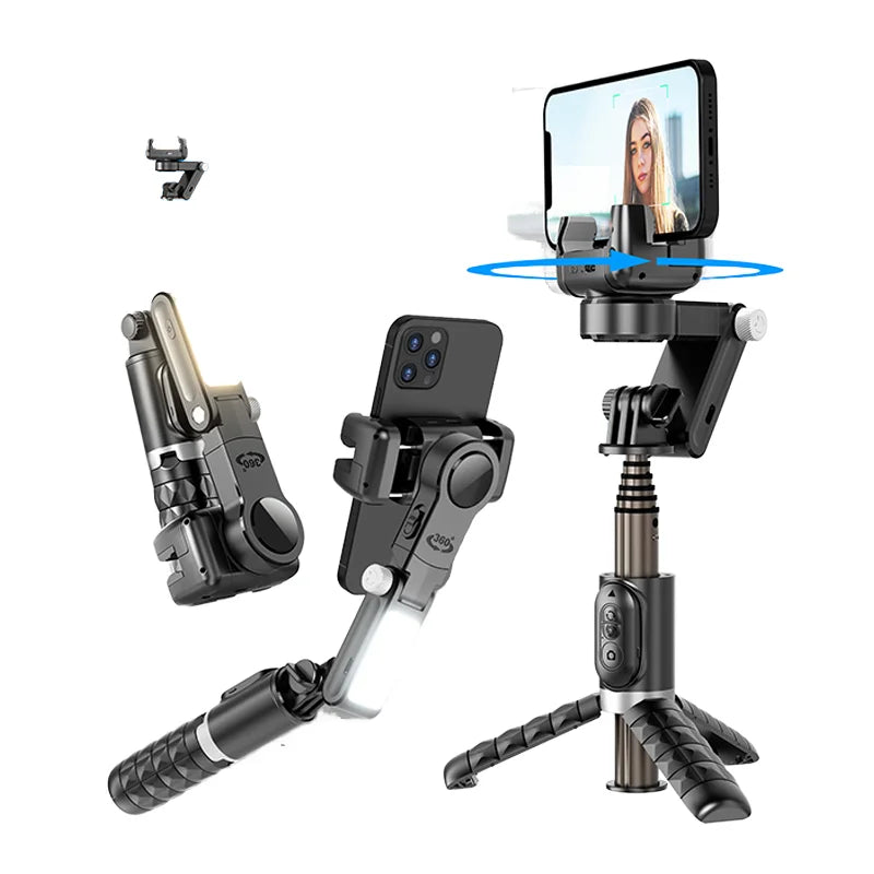 Takenoken Auto Face Tracking Gimbal Stabilizer Smartphone 360° Rotation Remote for Android iPhone LED Light Selfie Stick Tripod