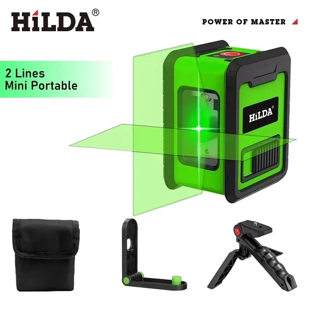 HILDA Laser Level Meter 2-Lines Cross Green Level Laser Horizontal & Vertical Nivel Laser Self-Leveling