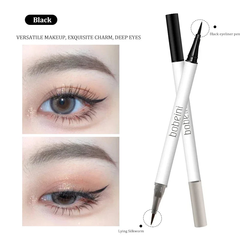 2 In 1 Brown Gel Eyeliner Pencil Ultra-slim Liquid Eye Liner Shadow Pen Smooth High Pigment Silkworm Gel Pen Lasting Eyes Makeup