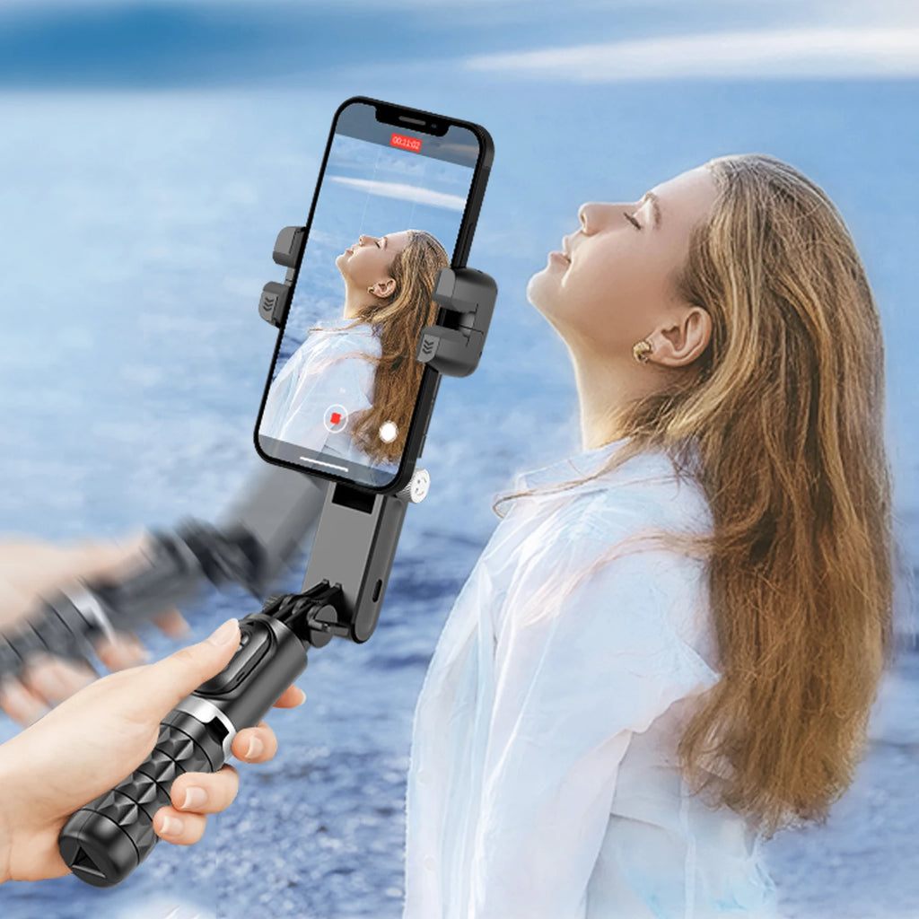 Q18 Desktop Following the shooting Mode Gimbal Stabilizer Selfie Stick Tripod with Fill Light for iPhone Cell Phone Smartphone