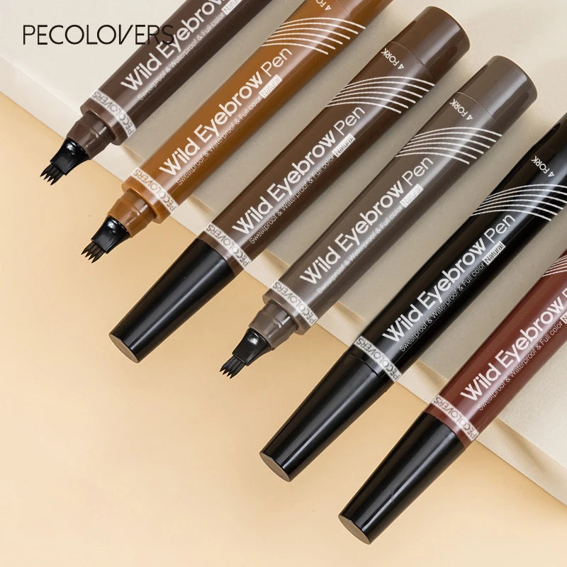 4 Fork Waterproof Eyebrow Pencil Women 3D Long Lasting Natural Liquid Eye Brow Pen Eyebrow Tint Tattoo Pen Tip Makeup Tools