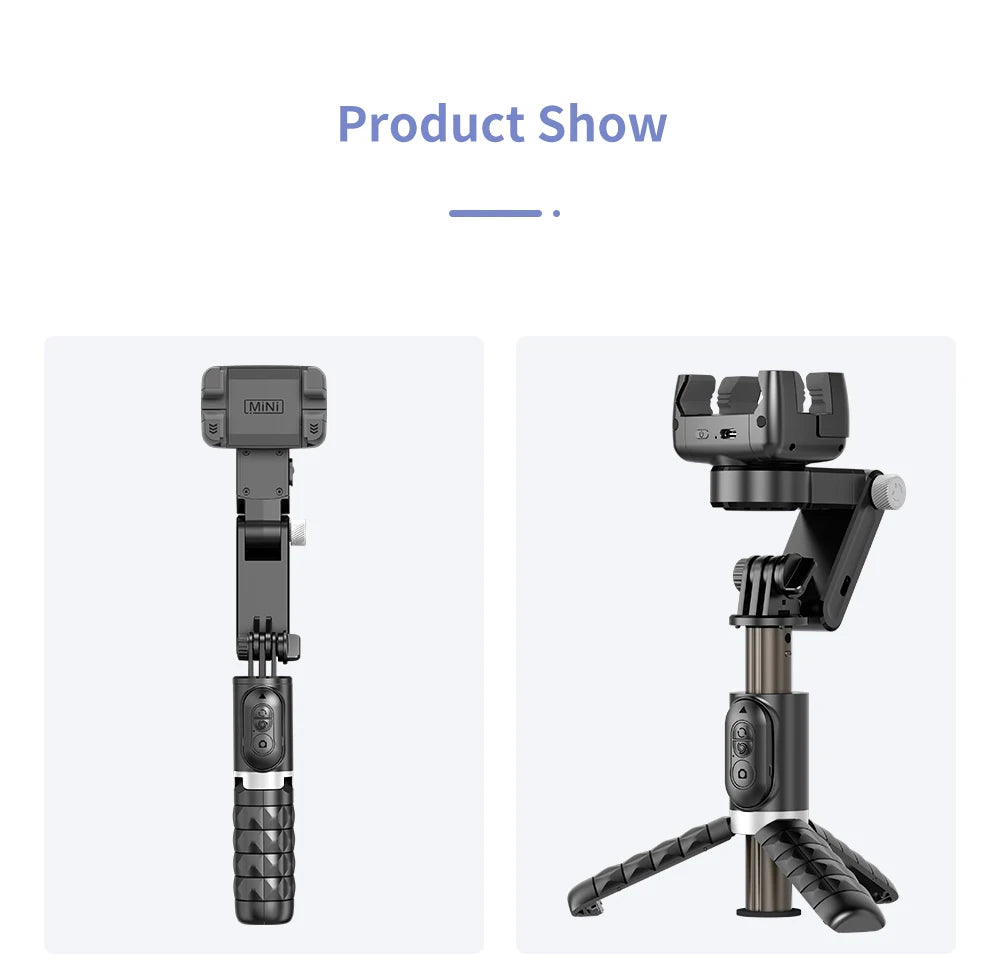 Q18 Desktop Following the shooting Mode Gimbal Stabilizer Selfie Stick Tripod with Fill Light for iPhone Cell Phone Smartphone