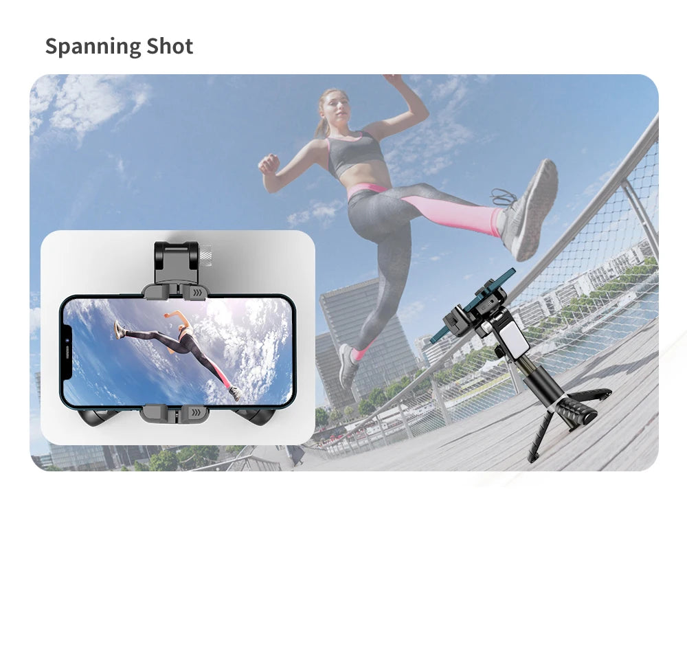 Q18 Desktop Following the shooting Mode Gimbal Stabilizer Selfie Stick Tripod with Fill Light for iPhone Cell Phone Smartphone