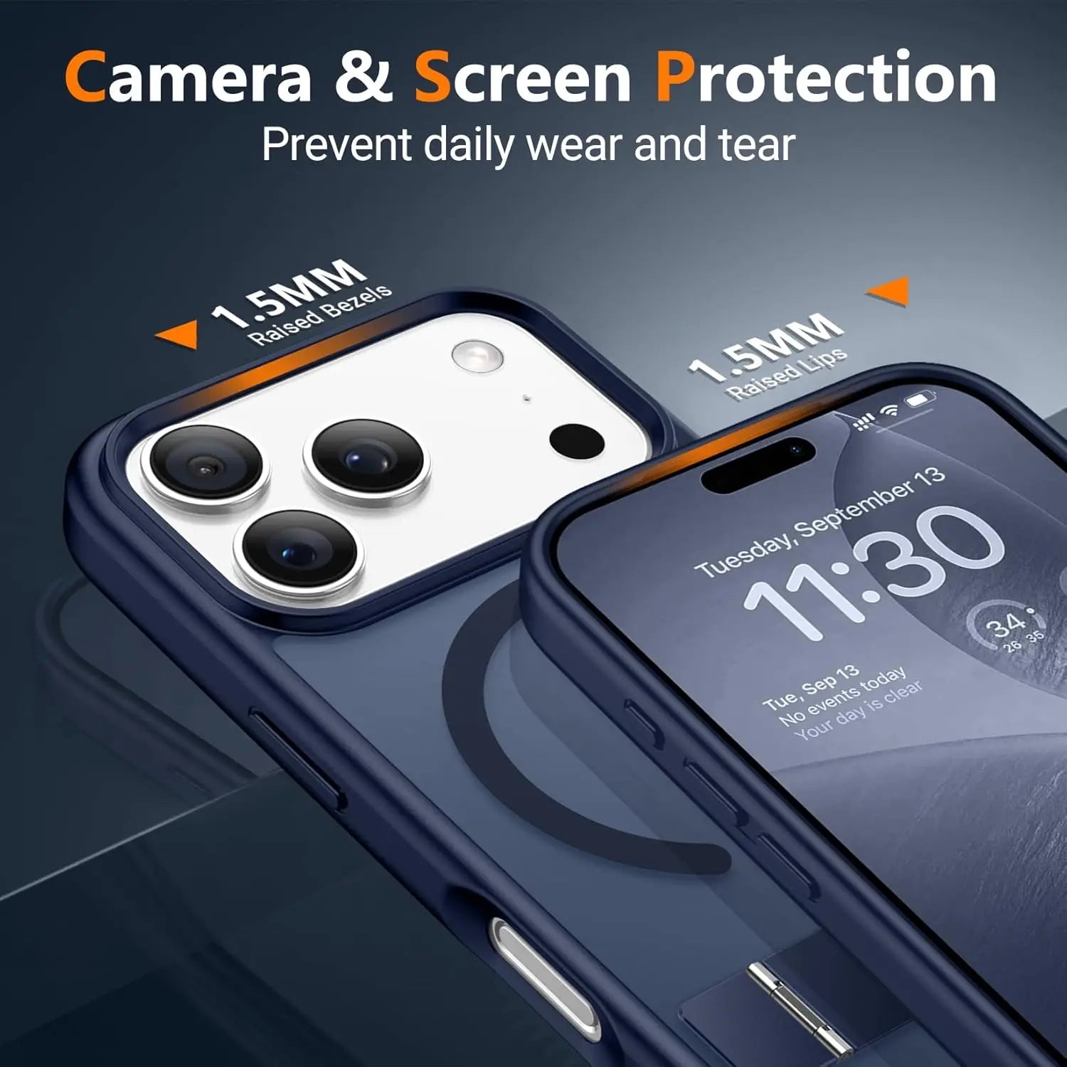Magnetic Mobile Phone Case with Stand for iPhone 16 17 Pro Max 15 14 Plus 13 12 Translucent Cover with Kickstand