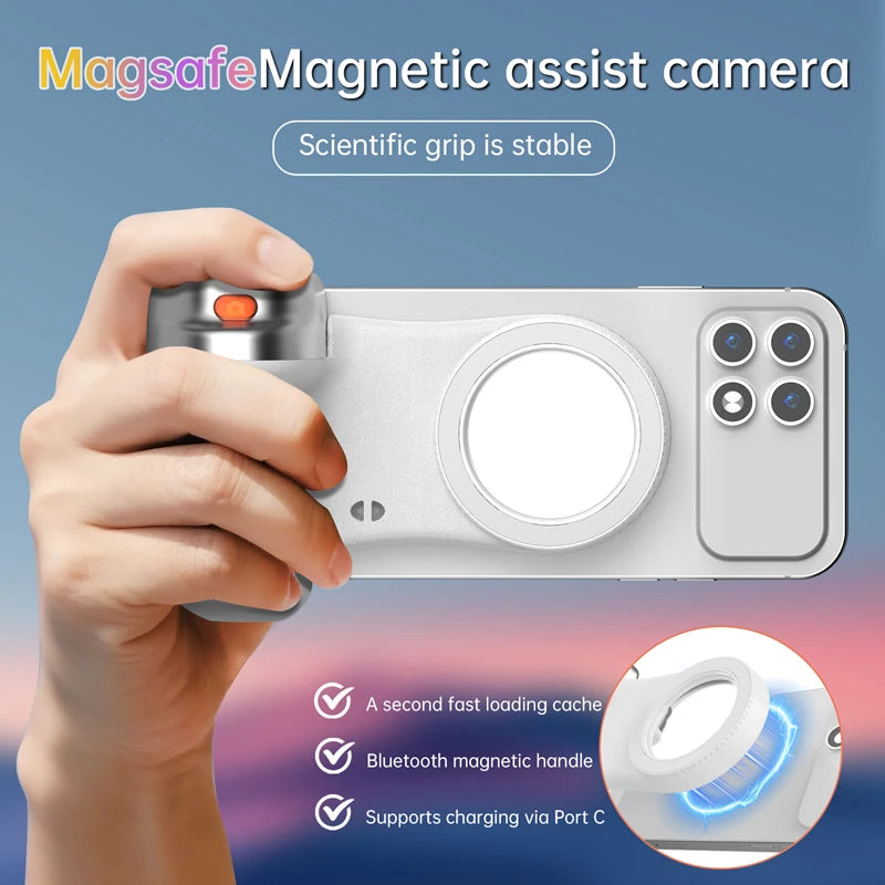 LINIM k02 Magnetic Phone Bluetooth Selfie Stick Handheld Portable Photography Selfie Phone Grip with LED Light Ergonomic Design