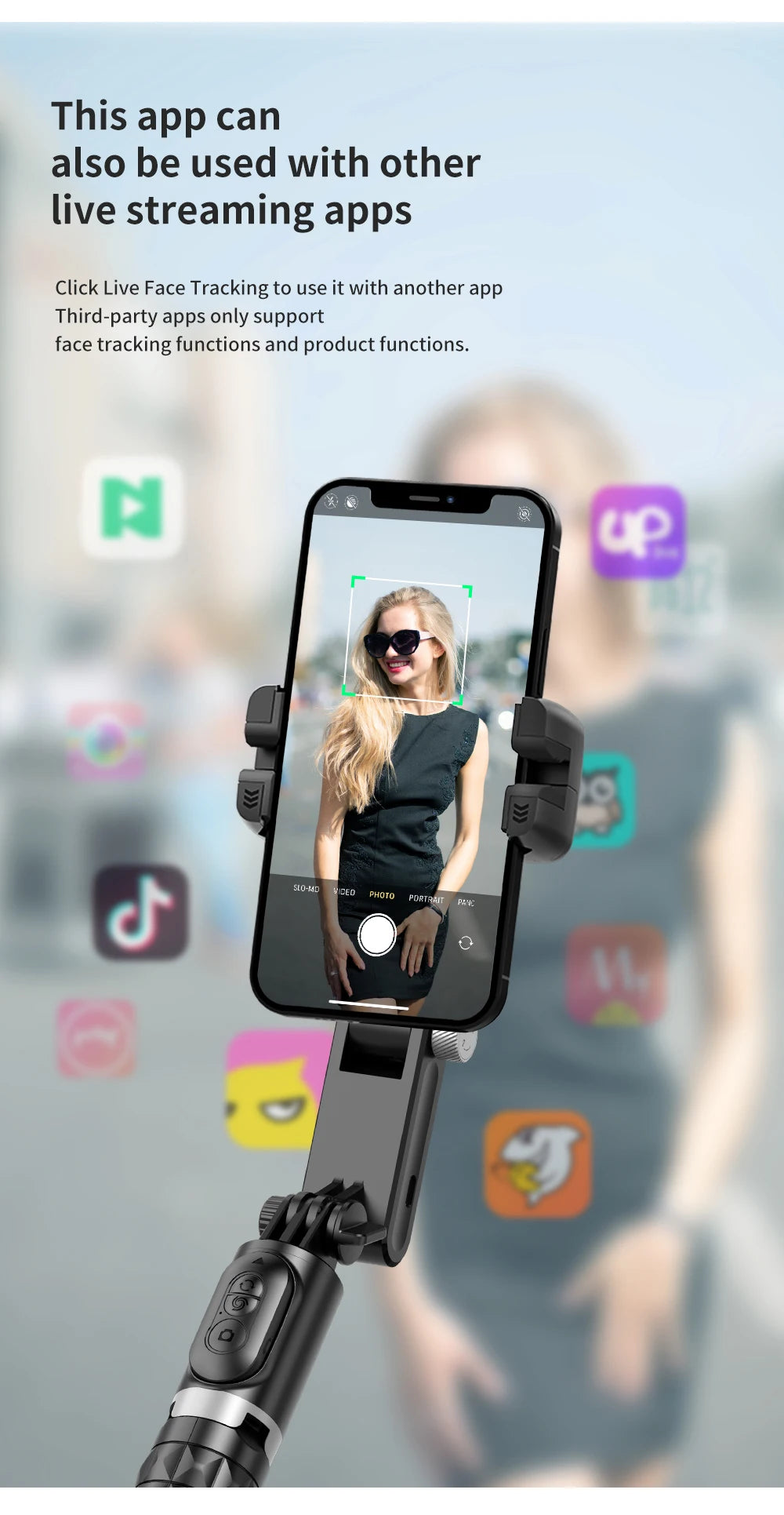 Q18 Desktop Following the shooting Mode Gimbal Stabilizer Selfie Stick Tripod with Fill Light for iPhone Cell Phone Smartphone