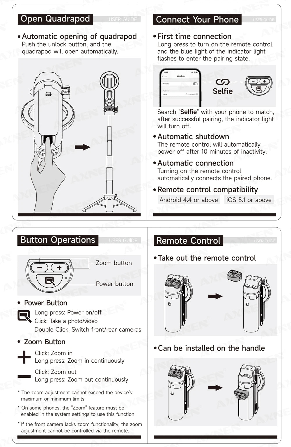 Magnetic Mini Selfie Stick Tripod for Cellphone with Extension Rod Wireless Remote, Fill Light Option, for Smartphone Vlog Shoot