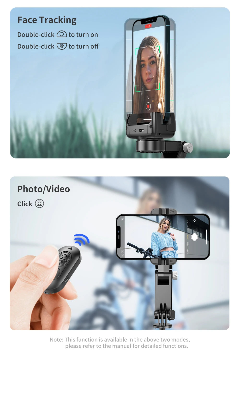 Q18 Desktop Following the shooting Mode Gimbal Stabilizer Selfie Stick Tripod with Fill Light for iPhone Cell Phone Smartphone