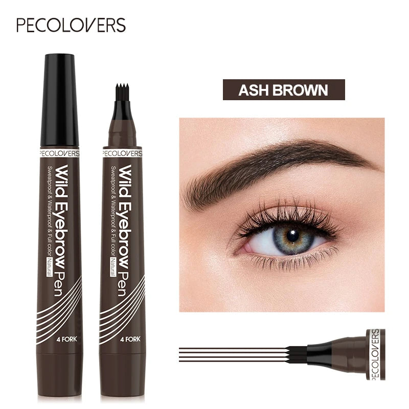 4 Fork Waterproof Eyebrow Pencil Women 3D Long Lasting Natural Liquid Eye Brow Pen Eyebrow Tint Tattoo Pen Tip Makeup Tools