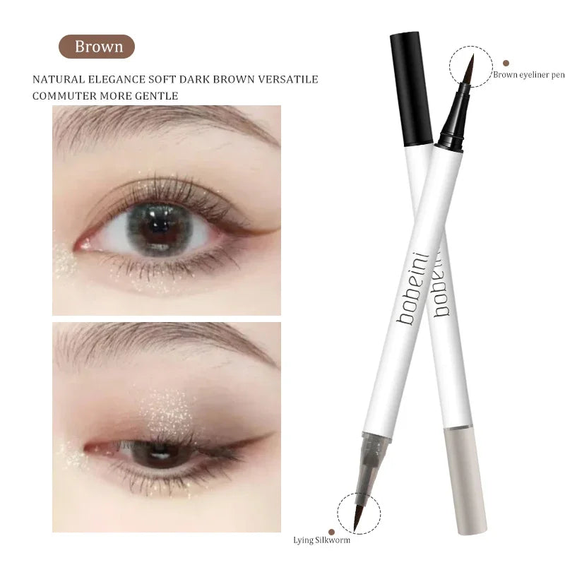 2 In 1 Brown Gel Eyeliner Pencil Ultra-slim Liquid Eye Liner Shadow Pen Smooth High Pigment Silkworm Gel Pen Lasting Eyes Makeup