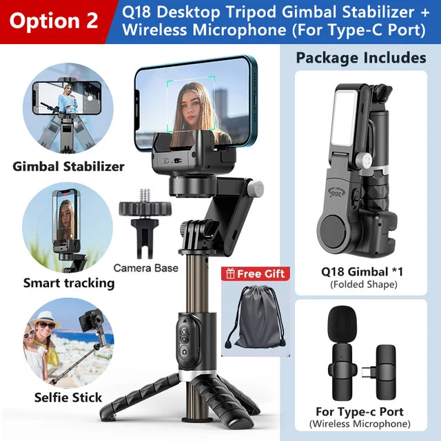 Handheld Gimbal Stabilizer Selfie Stick Tripod For iPhone Android Cell Phone Mobile Smartphone Camera Hand Portable Cellphone