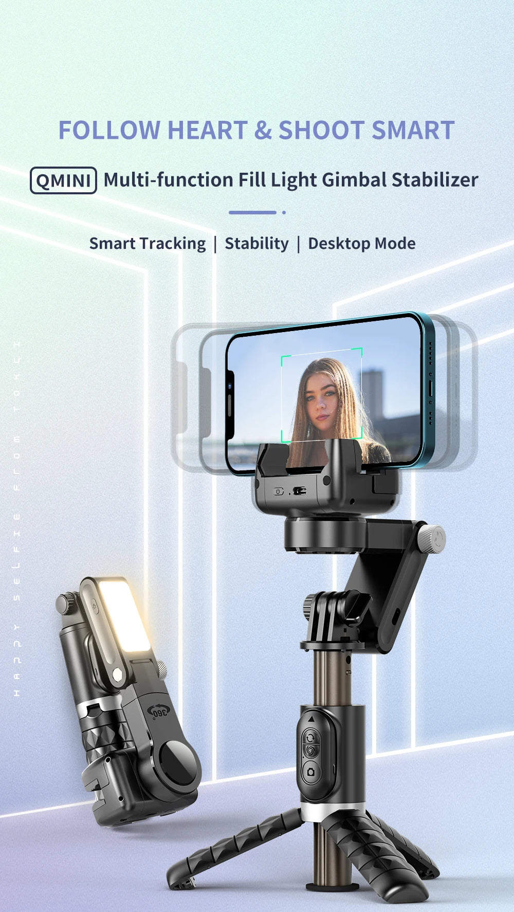 Handheld Gimbal Stabilizer Selfie Stick Tripod For iPhone Android Cell Phone Mobile Smartphone Camera Hand Portable Cellphone