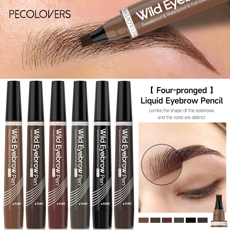 4 Fork Waterproof Eyebrow Pencil Women 3D Long Lasting Natural Liquid Eye Brow Pen Eyebrow Tint Tattoo Pen Tip Makeup Tools
