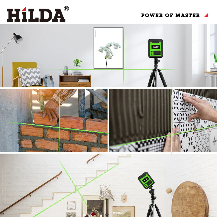 HILDA Laser Level Meter 2-Lines Cross Green Level Laser Horizontal & Vertical Nivel Laser Self-Leveling