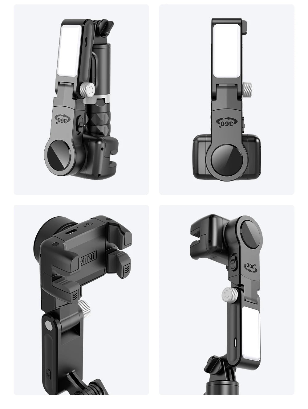 Q18 Desktop Following the shooting Mode Gimbal Stabilizer Selfie Stick Tripod with Fill Light for iPhone Cell Phone Smartphone