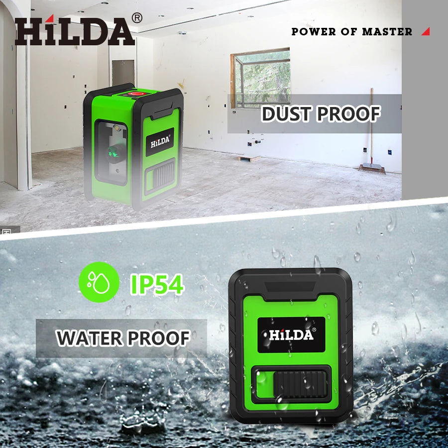HILDA Laser Level Meter 2-Lines Cross Green Level Laser Horizontal & Vertical Nivel Laser Self-Leveling