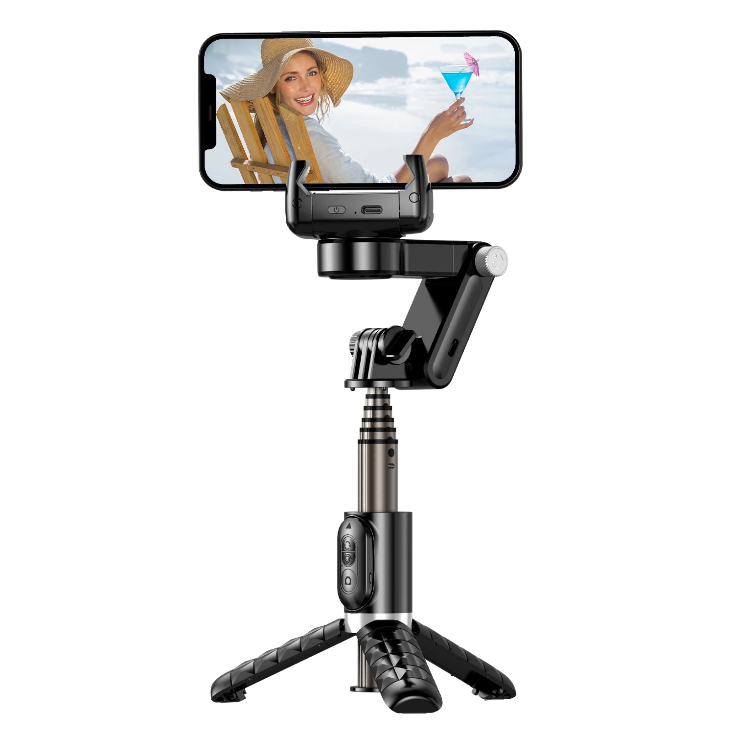 Q18 Desktop Following the shooting Mode Gimbal Stabilizer Selfie Stick Tripod with Fill Light for iPhone Cell Phone Smartphone