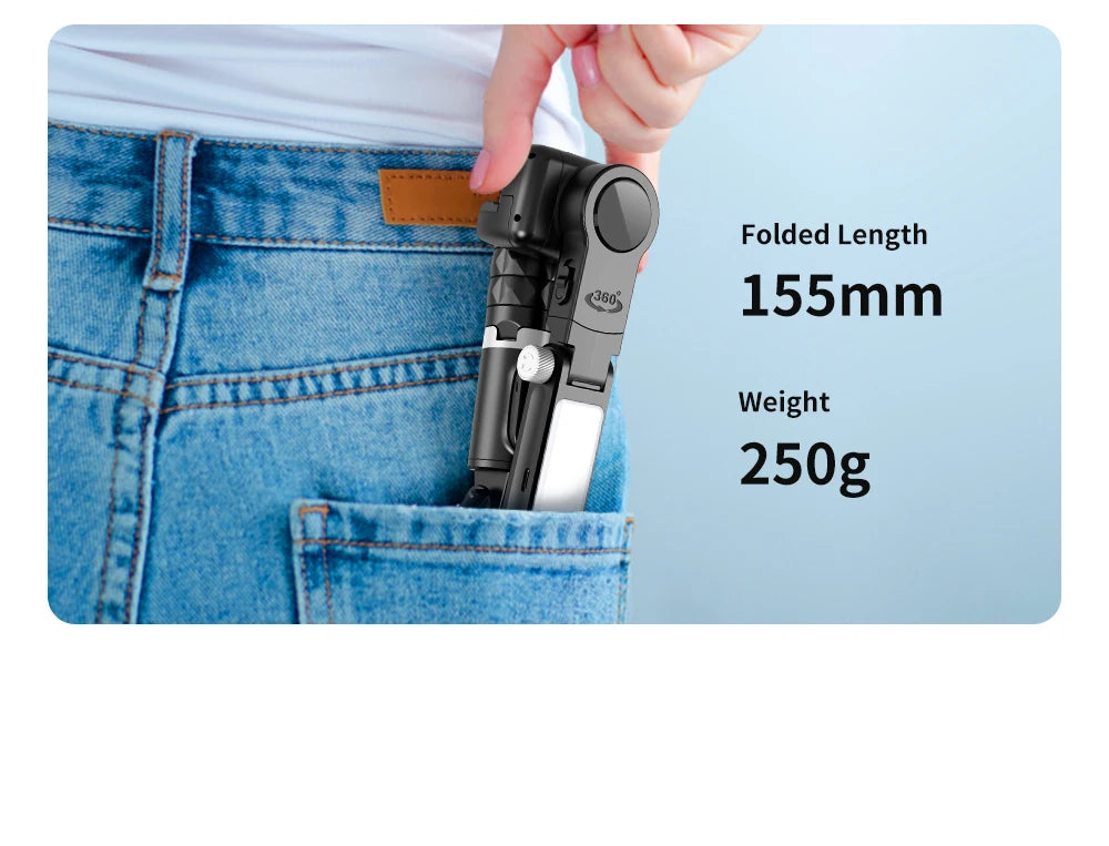 Q18 Desktop Following the shooting Mode Gimbal Stabilizer Selfie Stick Tripod with Fill Light for iPhone Cell Phone Smartphone