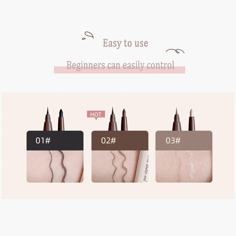 2 In 1 Brown Gel Eyeliner Pencil Ultra-slim Liquid Eye Liner Shadow Pen Smooth High Pigment Silkworm Gel Pen Lasting Eyes Makeup