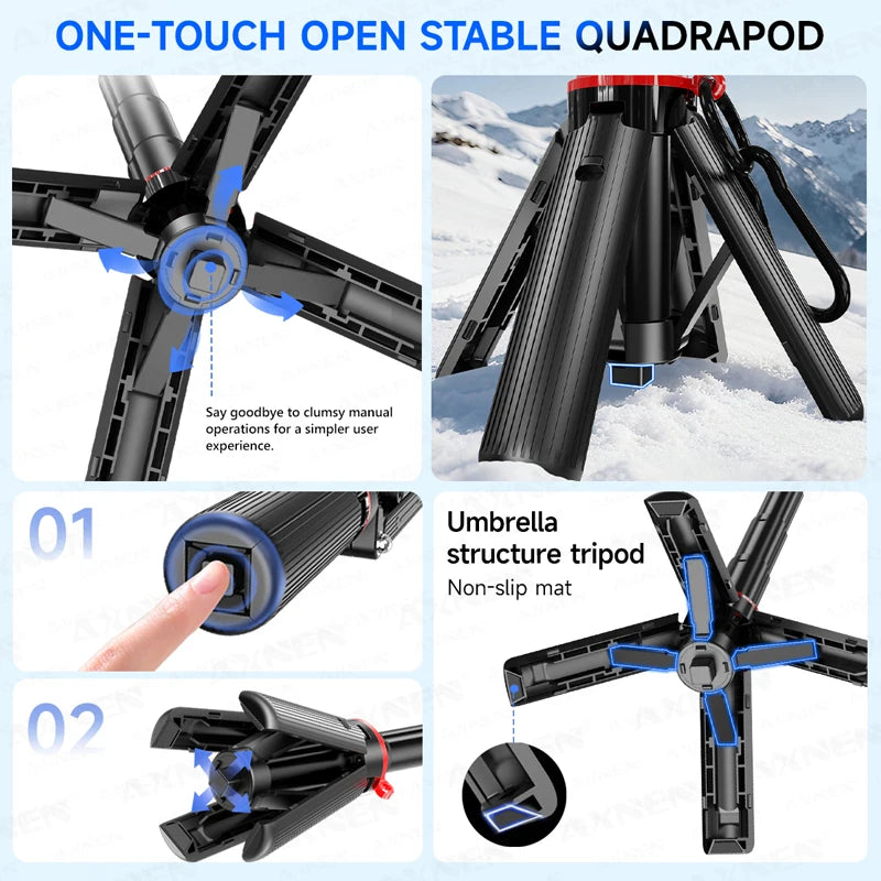 Magnetic Mini Selfie Stick Tripod for Cellphone with Extension Rod Wireless Remote, Fill Light Option, for Smartphone Vlog Shoot