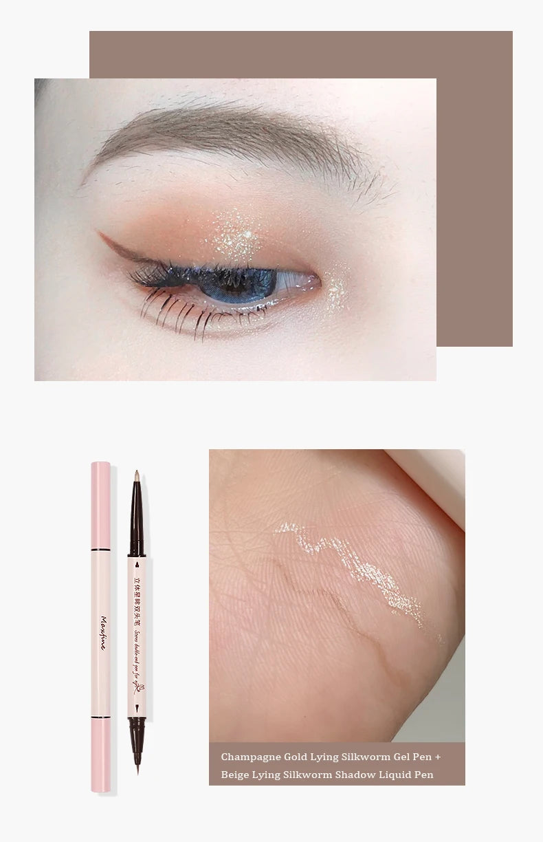 2 In 1 Brown Gel Eyeliner Pencil Ultra-slim Liquid Eye Liner Shadow Pen Smooth High Pigment Silkworm Gel Pen Lasting Eyes Makeup