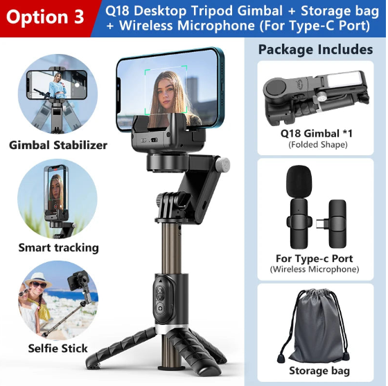 360 Rotation Following Shooting Mode Gimbal Stabilizer Selfie Stick Tripod Gimbal For iPhone Phone Smartphone Live Photography