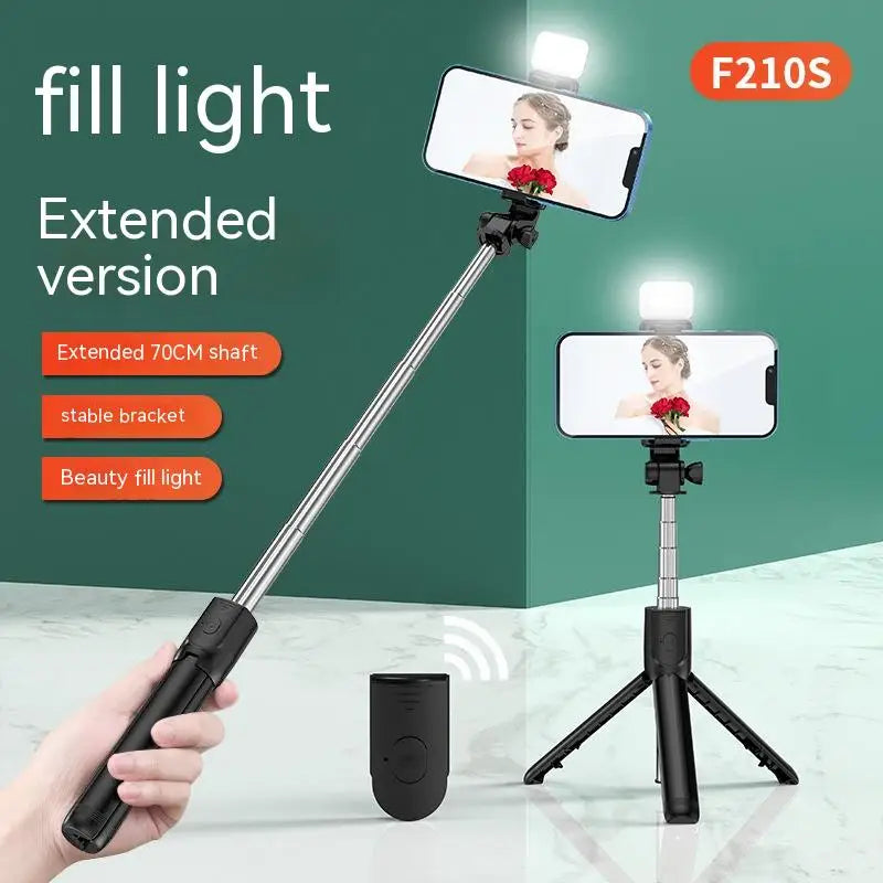 All-in-one ausziehbarer tragbarer iPhone-Stativ-Selfie-Stick, Selfie-Stick mit Fernbedienung, mit abnehmbarer kabelloser BT-Fernbedienung, kompatibel