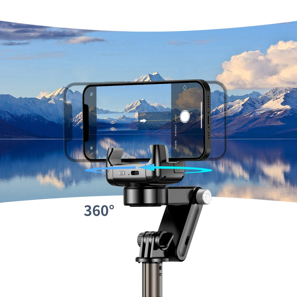 Q18 Desktop Following the shooting Mode Gimbal Stabilizer Selfie Stick Tripod with Fill Light for iPhone Cell Phone Smartphone