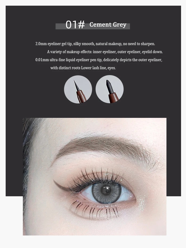 2 In 1 Brown Gel Eyeliner Pencil Ultra-slim Liquid Eye Liner Shadow Pen Smooth High Pigment Silkworm Gel Pen Lasting Eyes Makeup