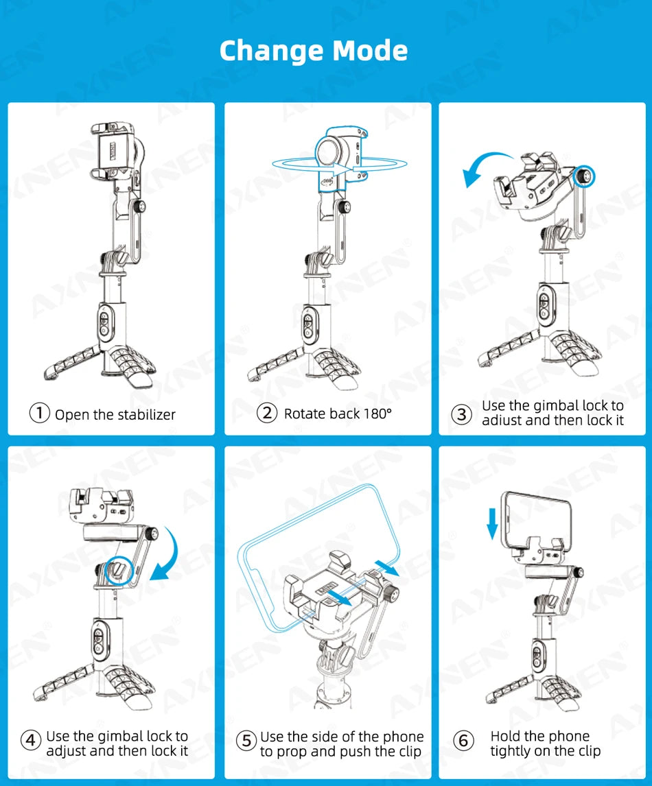 360 Rotation Following Shooting Mode Gimbal Stabilizer Selfie Stick Tripod Gimbal For iPhone Phone Smartphone Live Photography