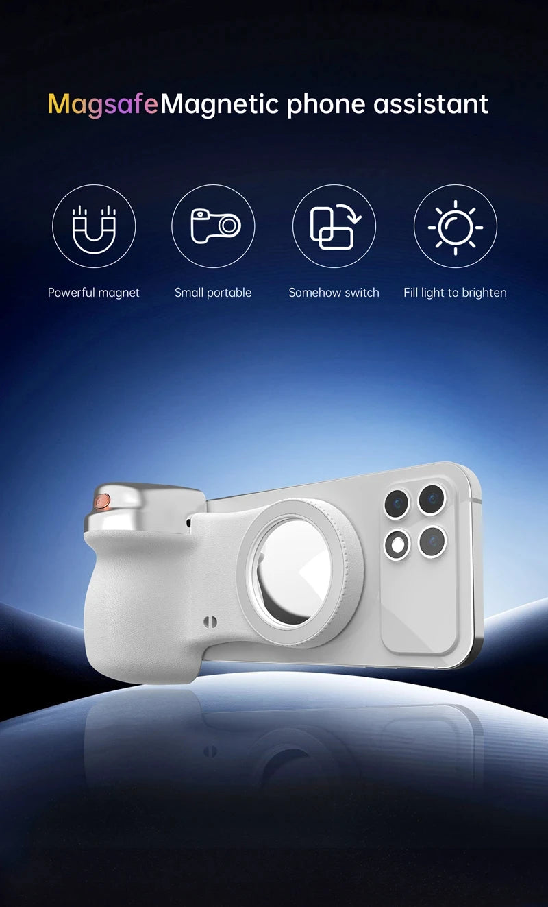 LINIM k02 Magnetic Phone Bluetooth Selfie Stick Handheld Portable Photography Selfie Phone Grip with LED Light Ergonomic Design