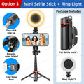 TOKQI Tripod Extendable Selfie Stick Phone Holder Mini Quadpod for Mobile Phone Vlog Video Recording with Zoom, Optional Light