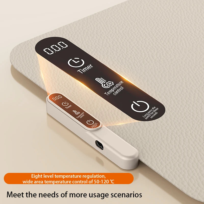 TINSOL New Food Insulation Mat Foldable Silicone Heating Pad Portable Food Cart Insulation Mat 8-Level Temperature Adjustment