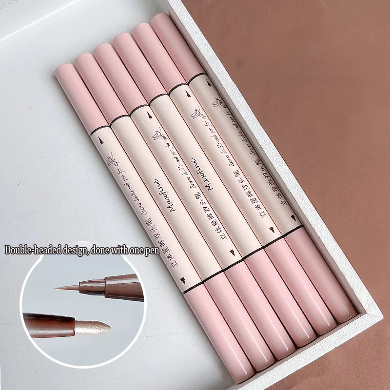 2 In 1 Brown Gel Eyeliner Pencil Ultra-slim Liquid Eye Liner Shadow Pen Smooth High Pigment Silkworm Gel Pen Lasting Eyes Makeup