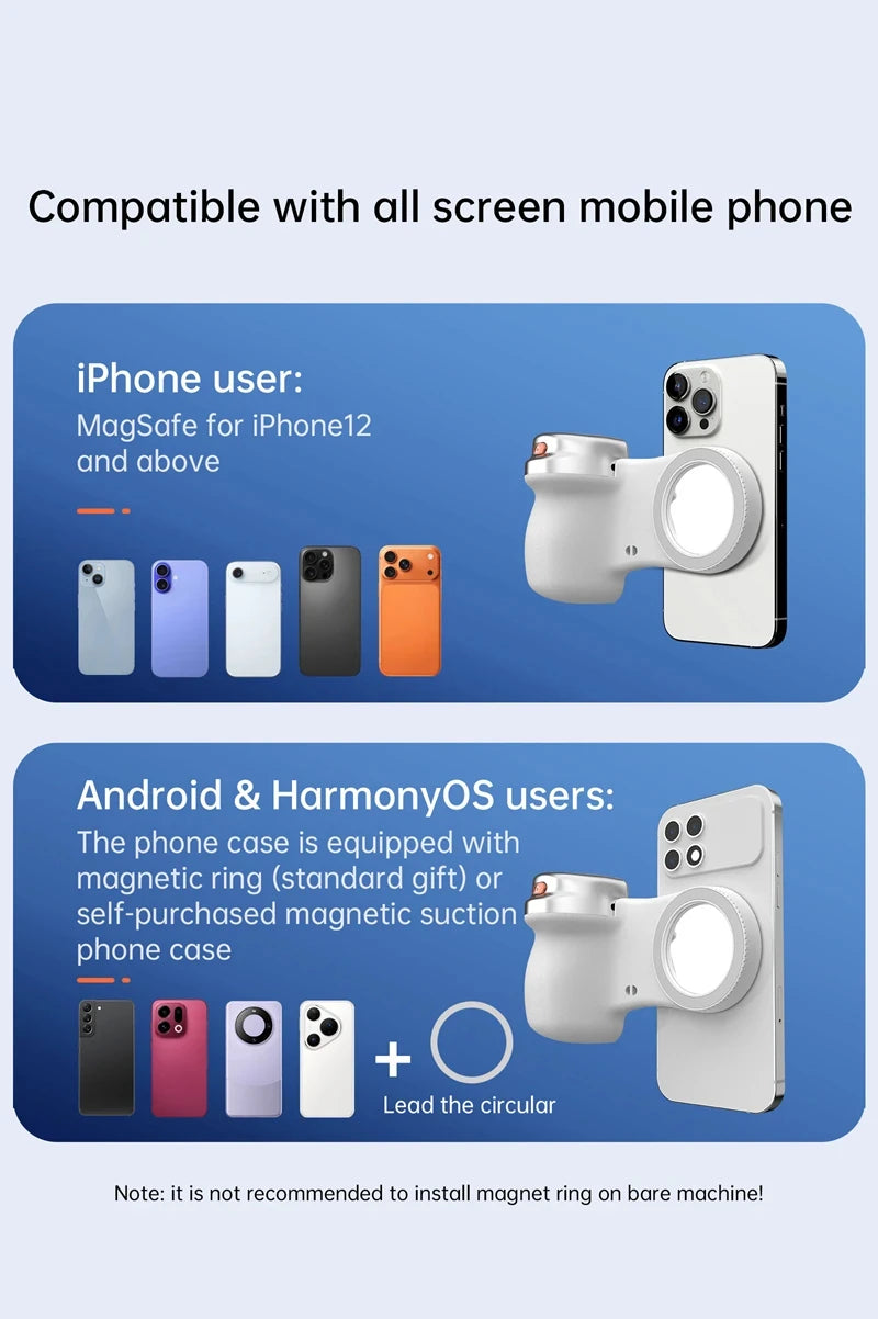 LINIM k02 Magnetic Phone Bluetooth Selfie Stick Handheld Portable Photography Selfie Phone Grip with LED Light Ergonomic Design