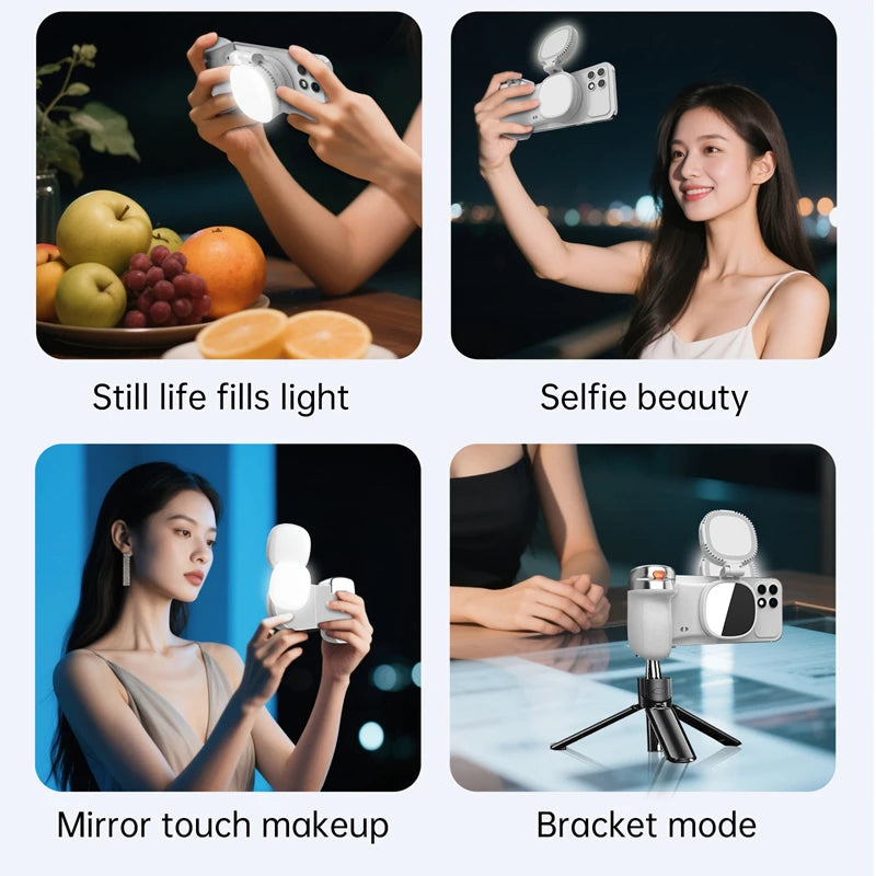 LINIM k02 Magnetic Phone Bluetooth Selfie Stick Handheld Portable Photography Selfie Phone Grip with LED Light Ergonomic Design