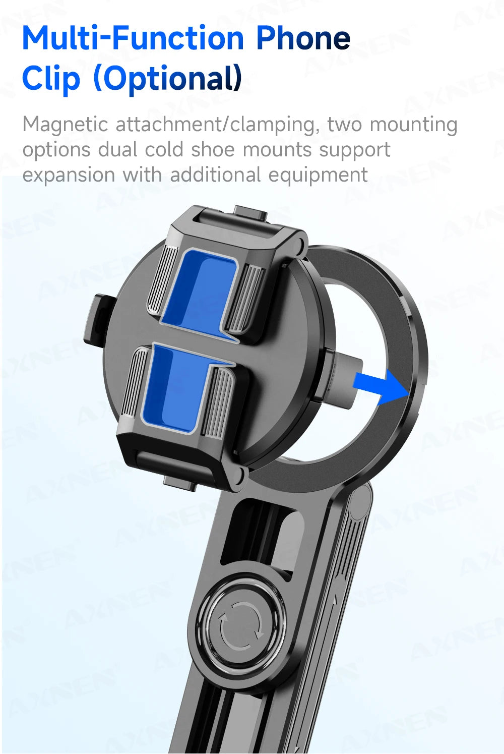 Magnetic Mini Selfie Stick Tripod for Cellphone with Extension Rod Wireless Remote, Fill Light Option, for Smartphone Vlog Shoot