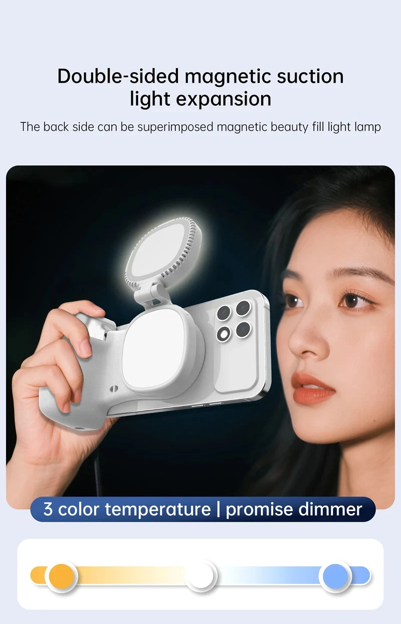 LINIM k02 Magnetic Phone Bluetooth Selfie Stick Handheld Portable Photography Selfie Phone Grip with LED Light Ergonomic Design