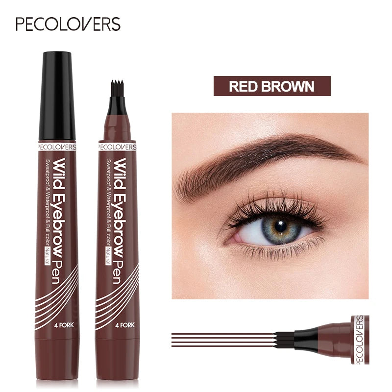 4 Fork Waterproof Eyebrow Pencil Women 3D Long Lasting Natural Liquid Eye Brow Pen Eyebrow Tint Tattoo Pen Tip Makeup Tools