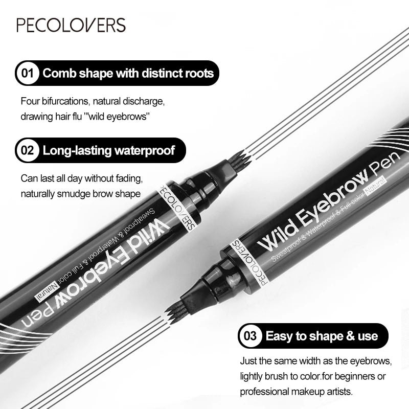 4 Fork Waterproof Eyebrow Pencil Women 3D Long Lasting Natural Liquid Eye Brow Pen Eyebrow Tint Tattoo Pen Tip Makeup Tools