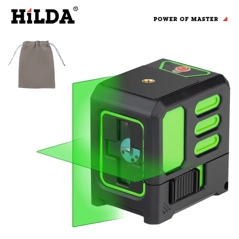 HILDA Laser-Wasserwaage, 2 Linien, Kreuzlaser grün, horizontal und vertikal, selbstnivellierend