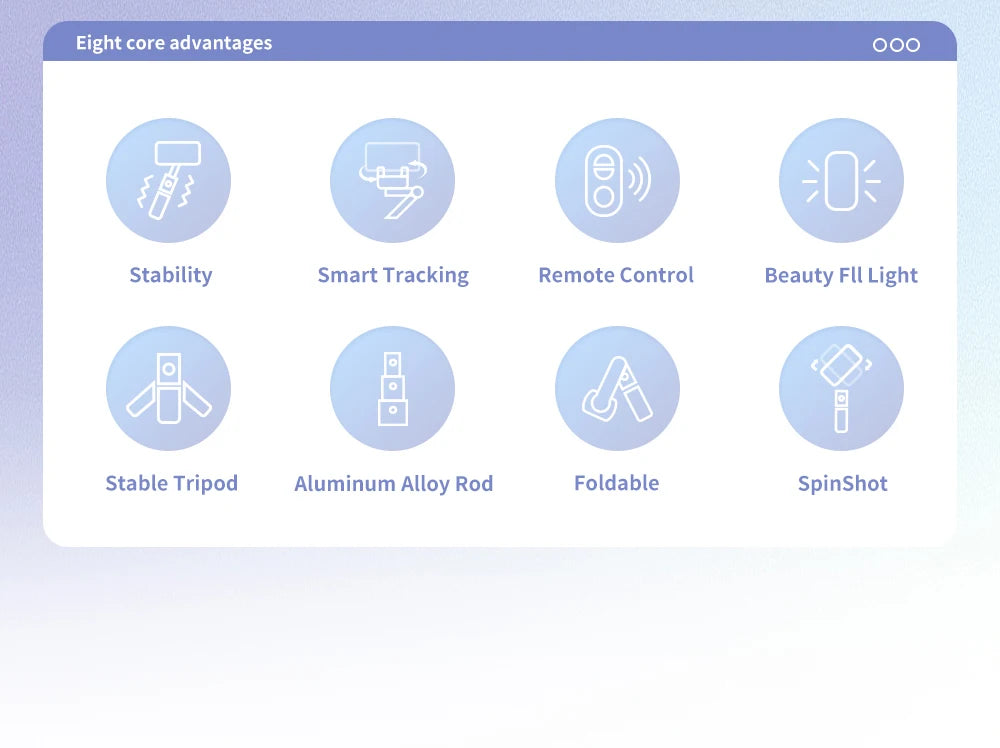 Q18 Desktop Following the shooting Mode Gimbal Stabilizer Selfie Stick Tripod with Fill Light for iPhone Cell Phone Smartphone