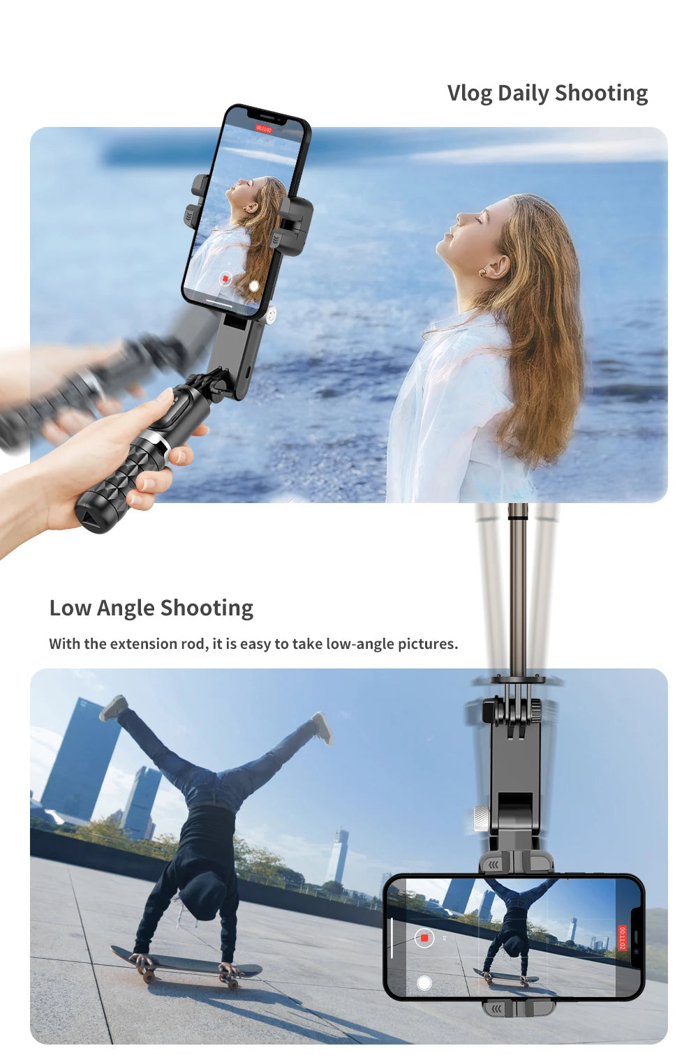 Handheld Gimbal Stabilizer Selfie Stick Tripod For iPhone Android Cell Phone Mobile Smartphone Camera Hand Portable Cellphone