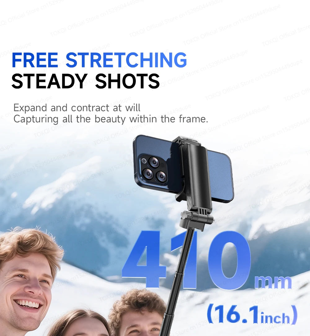 TOKQI Tripod Extendable Selfie Stick Phone Holder Mini Quadpod for Mobile Phone Vlog Video Recording with Zoom, Optional Light
